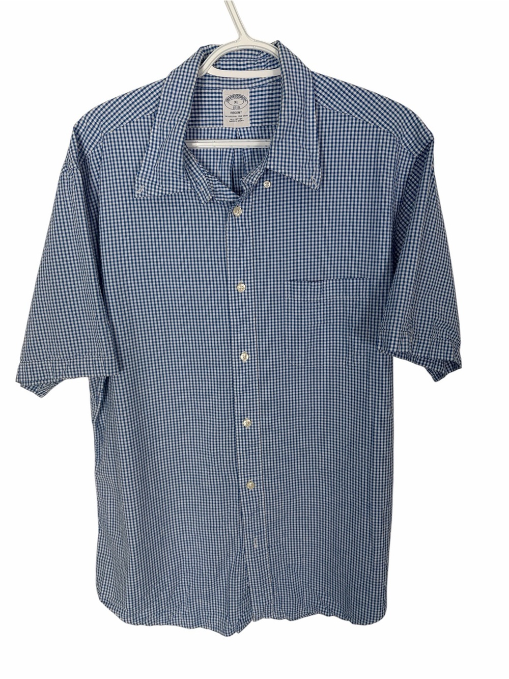 Brooks Brothers Men’s Gingham Check Seersucker Short Sleeve Shirt Size XL